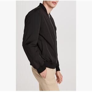 Vince Men's Regular Fit Knit Bomber Jacket Long Sleeve Black Size Medium